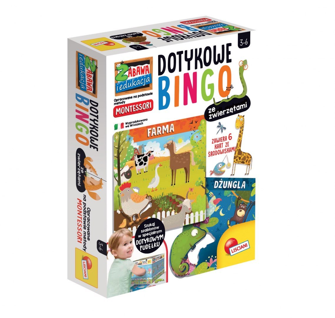 Lisciani: Montessori Plus: Tactile Bingo with Animals
